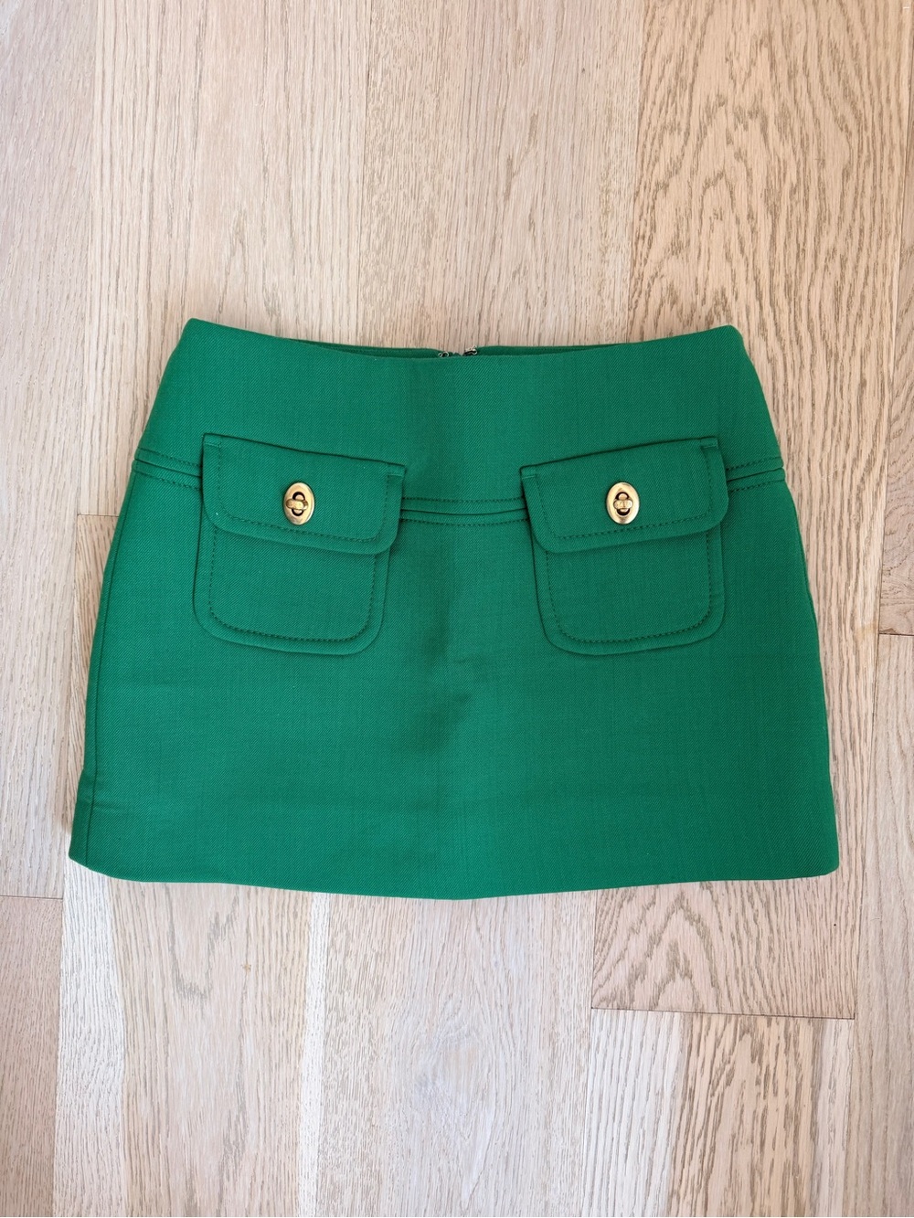 Zimmermann Green Mini Skirt with Pocket Flaps